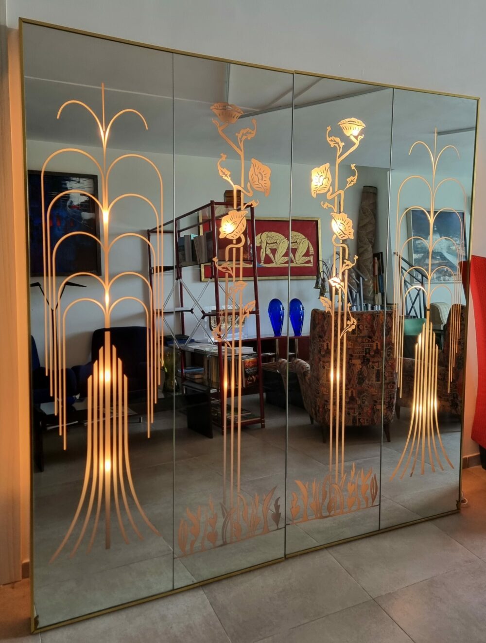 SPECCHIO ART NUVEAU RETRO ILLUMINATO