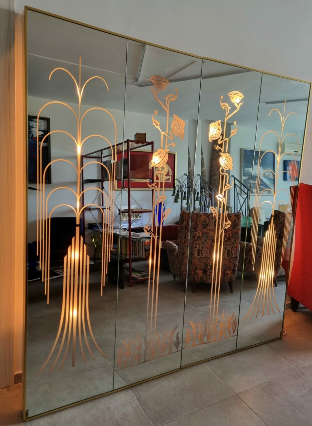 SPECCHIO ART NUVEAU RETRO ILLUMINATO